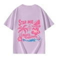 thumbnail image 6 of Girl's Palm Puff Graphic T Shirts Short Sleeve Crew Neck Cute Shirts Oversized Loose Tee Summer Tops Purple 3-4 Years, 6 of 7