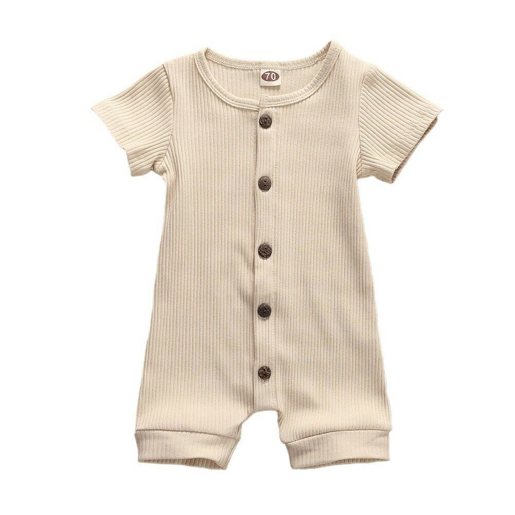Newborn Infant Baby Girl Boy Clothes Solid Romper Jumpsuit Bodysuit ...
