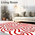thumbnail image 2 of ODIKA 3'x5' Machine Washable Non-Slip Area Rug, Cane Stripe Swirl Yuletide with Peppermint Design High Traffic Rug with Pad, Red, 611545, 2 of 8