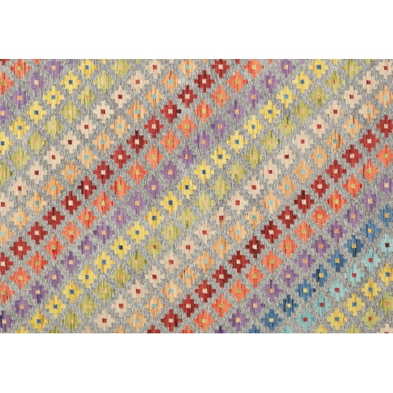 Ahgly Company Indoor Rectangle Contemporary Orange Salmon Pink Southwestern Area Rugs, 8' x 12'