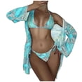 thumbnail image 1 of Women's Plus Size Swimsuits, Women Three Piece Swimsuit Floral Printed Swimwear Halter String Triangle Bikini Sets with Cardigan S-XL Womens Swimsuits, 1 of 3
