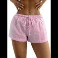 thumbnail image 1 of Pantalones Cortos de Playa de Verano con Cintura con Cordón y Estampado de Rayas para Mujer. Rayas Rosas S, 1 of 10