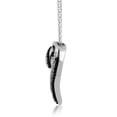 thumbnail image 3 of Jewelili Sterling Silver with 1/3 Cttw Natural Treated Black and Natural White Diamond Tilted Heart Pendant Necklace, 18" Cable Chain, 3 of 7