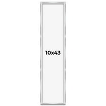 10x43 Frame Silver Whitewashed Wood Grain Solid Wood Shadow Box | 0.75 Inch Moulding Width | 0.75