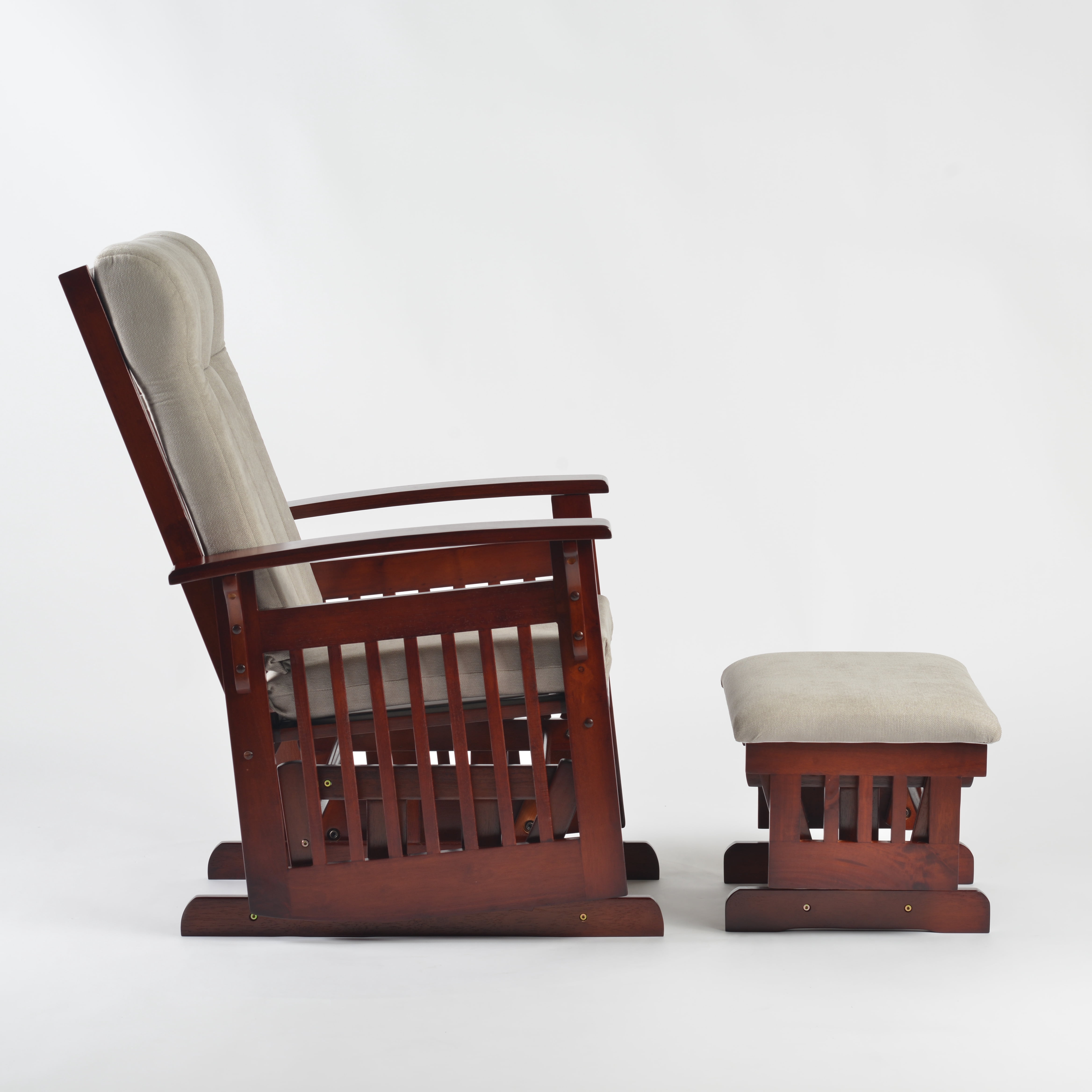 Dvasovio Glider Rocking Chair with Ottoman, Cherry