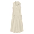 thumbnail image 5 of Dresses for Women V Neck Sleeveless Button Down Shirt Dress with Pockets Loose Everyday Casual Cotton Linen Sundress,Sizes S-2XL, 5 of 8