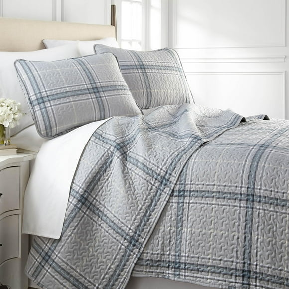 Southshore Fine Living Inc. Juego De Ropa De Cama De Tamaño Queen De 3 Piezas, Edredón A Cuadros Tamaño Matrimonial O Queen Con 2 Fundas, Colcha De Microfibra Para Cama Queen O Matrimonial, Juego De C
