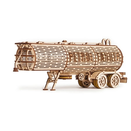 Wood Trick 3D Mechanical Model Tank Trailer Wooden Puzzle, Assembly Constructor, Brain Teaser, Best DIY Toy, IQ Game for Teens and