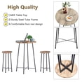 thumbnail image 4 of VECELO 3-Piece Bar Table Set with 2 Stools, Space Saving Round Pub Table Set for Breakfast Nook, Bistro, Dining Room, Kitchen, Maple Color, 4 of 9