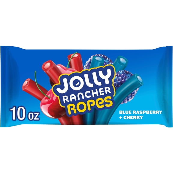 Jolly Rancher Ropes Blue Raspberry and Cherry Flavored Candy, Bag 10 oz