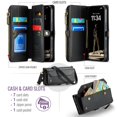 thumbnail image 3 of Bandolera para iPhone 17 Pro Funda Billetera【Bloqueo RFID】con Ranura para Billetes con Cremallera y 7 Tarjeteros, Correa Magnética de Cuero PU Suave para Hombro y Muñeca, 3 of 10