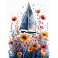 thumbnail image 1 of Qisvanset Framed Canvas Wall Art 12x16 Inch Floral Sailboat Nautical Nursery Girl Room Wall Decor, 1 of 5