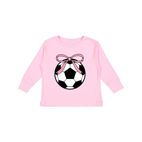 Inktastic Girls Soccer Ball Coquette Bow Girls Long Sleeve Toddler T-Shirt