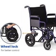 thumbnail image 2 of Medline Heavy Duty Transport Chair supports up to 500 lbs., Bariatric Transport Wheelchair, 22" x 18" seat, Blue Frame, 2 of 7
