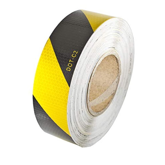 Waterproof Yellow Black Hazard Reflective Tape Safety Adhesive Roll 2in 50FT