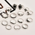 thumbnail image 3 of 15pcs Girls Bohemian Retro Flower Ring Female Antique Rings Jewelry Hand Ornament Holiday Gift, 3 of 9