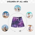 thumbnail image 6 of Kids' Beach Pants Comfortable Swim Trunks Purple and Black Tie-dye Texture Shorts for Pool Vacation and Lounge Wear 2T, 6 of 8