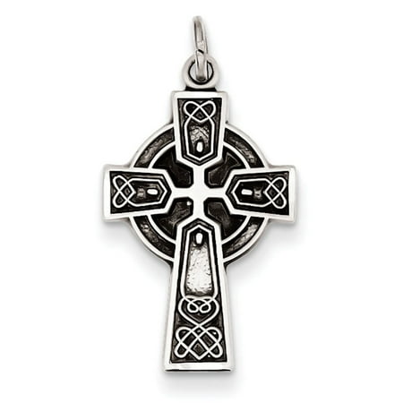 Sterling Silver Antiqued Satin - Sterling Silver Antiqued Satin Celtic Cross Pendant