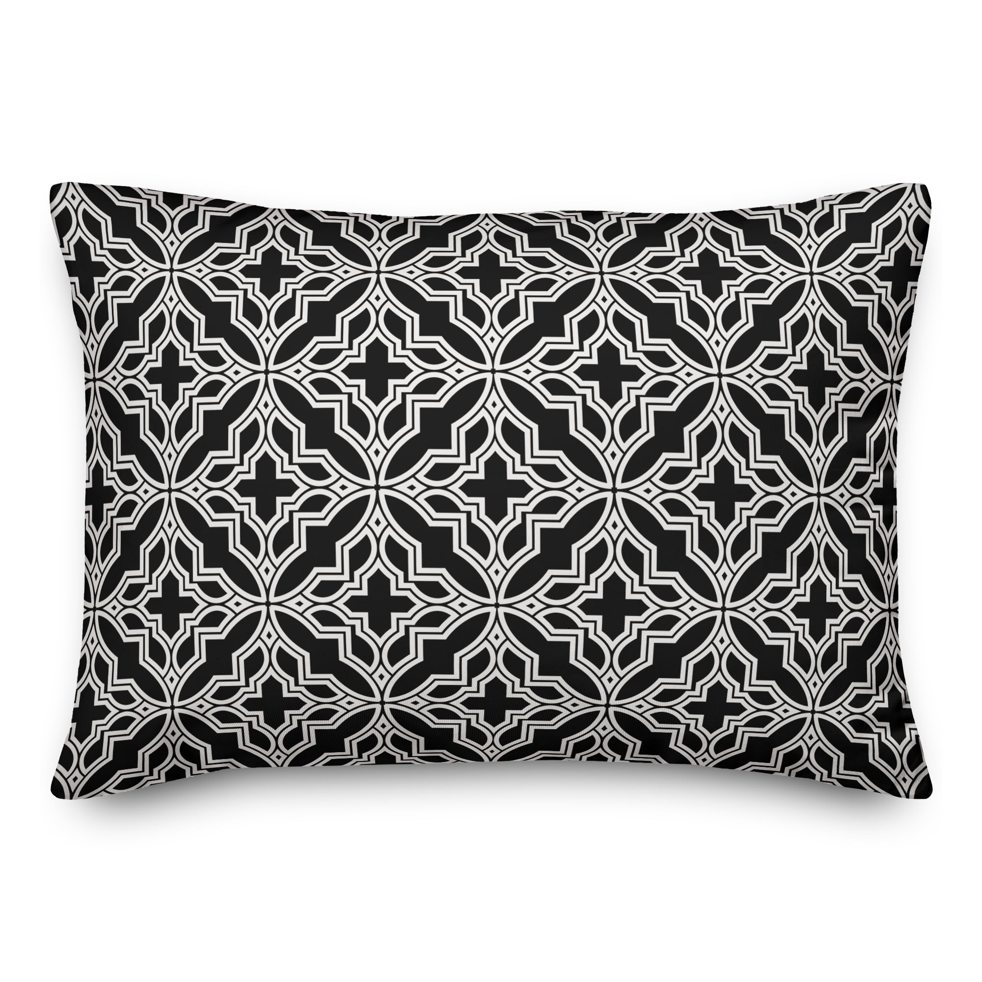 Creative Products Welcome Black and White Geometric Quatrefoils 14x20 Indoor / Outdoor Pillow