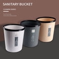 thumbnail image 3 of Frogued Garbage Bin with Pressure Ring No Lid Space-Saving Plastic Kitchen Bathroom Living Room Striped Trash Can for Daily Life (Black,M), 3 of 13