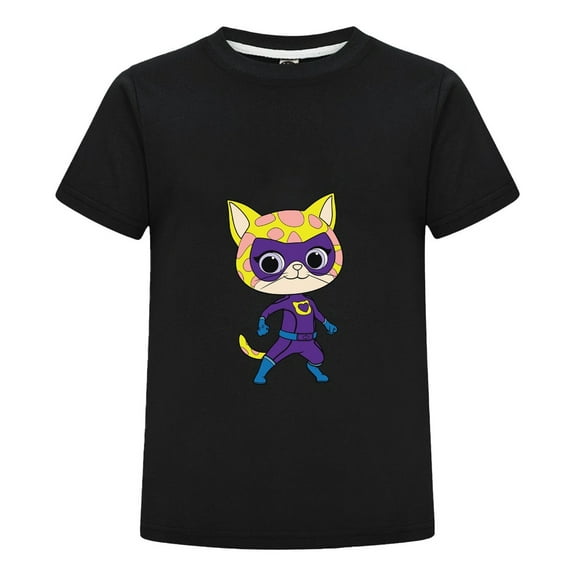 SuperKitties Graphic Tee for Children – Kids Cartoon Top for Girls and Boys – Comfortable Short Sleeve Outfit – Summer Casual T-Shirt – Gift for Cat Fans