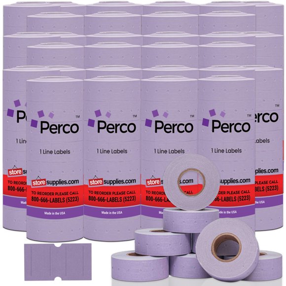Etiquetas lavanda Perco de 1 línea, 240.000 unidades por caja
