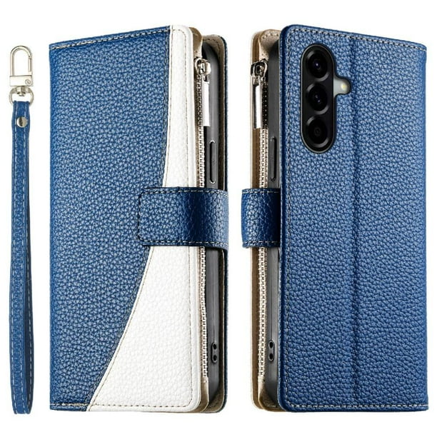 Funda cartera GANGXUN para Samsung Galaxy A56 , cuero PU con tarjetero, cremallera, correa de mano, soporte y protección 466°