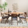 thumbnail image 2 of GDF Studio Bullerton Mid Century Modern Fabric Upholstered Wood 5 Piece Dining Set, Dark Gray and Walnut, 2 of 13