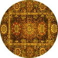 thumbnail image 1 of Ahgly Company Machine Washable Indoor Round Oriental Yellow Traditional Area Rugs, 5' Round, 1 of 4