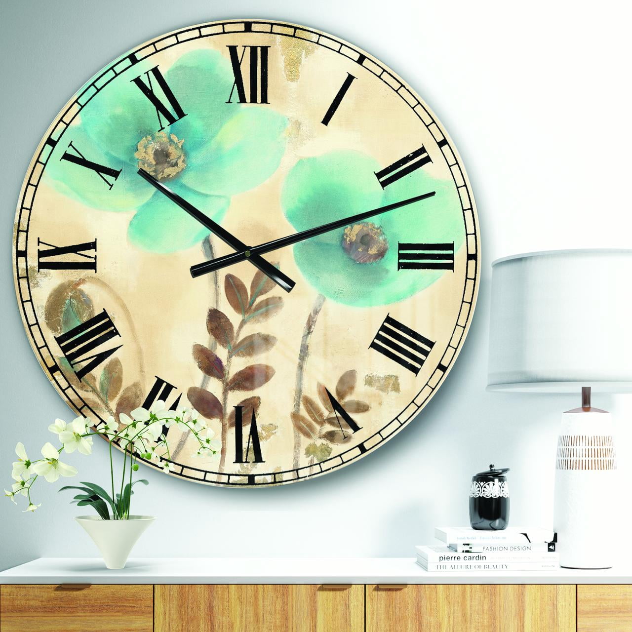 Designart Oversized Multicolor Analog Round Farmhouse Modern Wall Clocks, CLM30643-C23