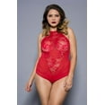 thumbnail image 5 of Music Legs Women's Plus size halter neck lace teddy with sheer panels 80057Q-RED, 5 of 5