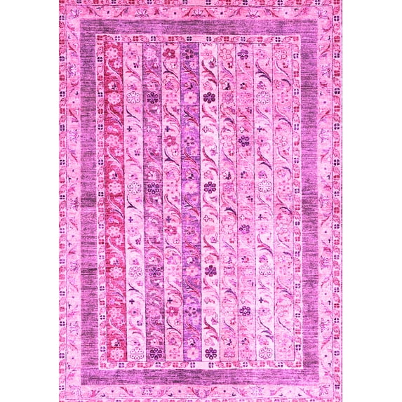 Ahgly Company Indoor Rectangle Abstract Pink Contemporary Area Rugs, 8' x 12'