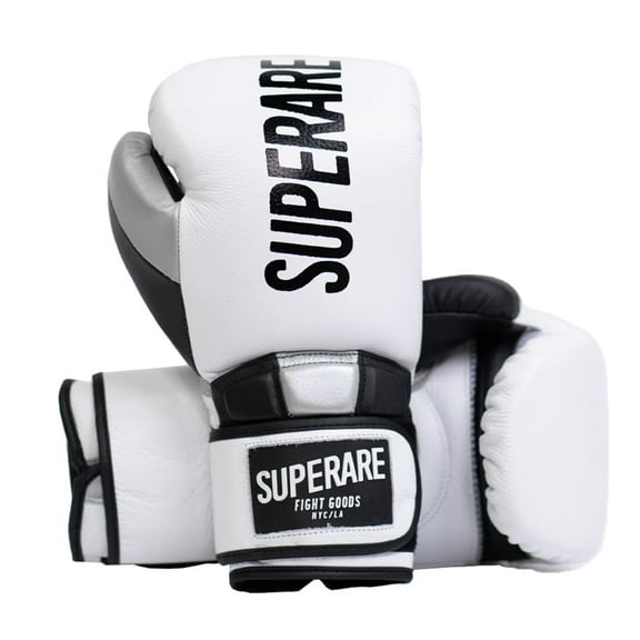 Superare Supergel Pro Boxing Gloves 12 OZ with Strap Closure Hook and Loop for Boxing, Sparring, Training, Kickboxing, and Bag Work, Sleek MMA Gloves, Black and White Design