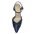 thumbnail image 3 of FSJ Women Chic Buckled Ankle Strap Pointed Closed Toe Pumps Kitten Low Heels Slingback Office Daily Casual Shoes Size 13 Navy, 3 of 4