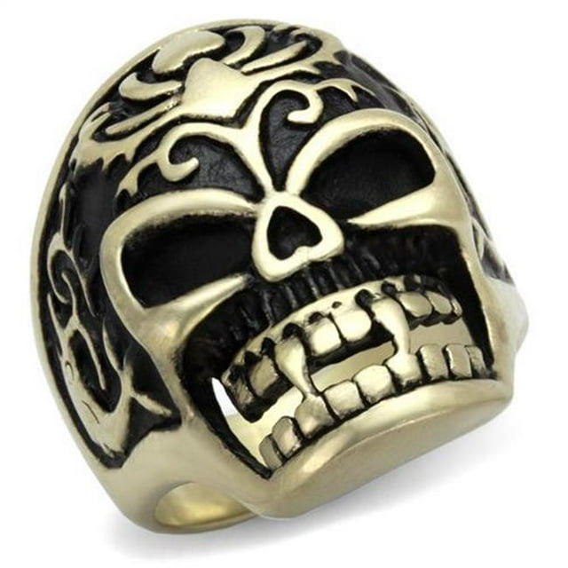 Men IP Antique Copper Stainless Steel Ring with Epoxy in Jet - Size 8