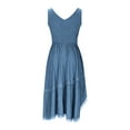 thumbnail image 6 of Blmnix Pleated Plus Size Formal Wedding Guest Dresses Sexy Tea-Length Fit & Flare V-Neck Bohemian Sleeveless Dresses, 6 of 7