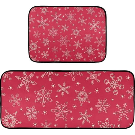 

Hyjoy Snowflake 2 Pieces Kitchen Rug Cushioned Anti-Fatigue Kitchen Rugs Set for Home Office Laundry 19.7 x 27.6 +19.7 x 47.2