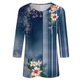 thumbnail image 5 of 3/4 Sleeve T-Shirts Womens Floral Printed Round Neck Tee Casual Loose Fit Basic Tops 2026 Summer Trendy Tunic Blouses, 5 of 5