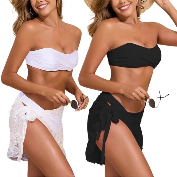 Women's Bikinis Bathing Suits Backless Strapless Bras Stretchy Breathable Comfortable Adjustable Beachwear 2 Piece Bandeau Tankini Swimsuits