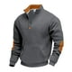thumbnail image 2 of pstuiky camisas de hombre de manga larga, Blusa/camisa informal y moderna de color liso con cuello alto, manga larga y bolsillo con cremallera para hombre top de hombre xxl, 2 of 9