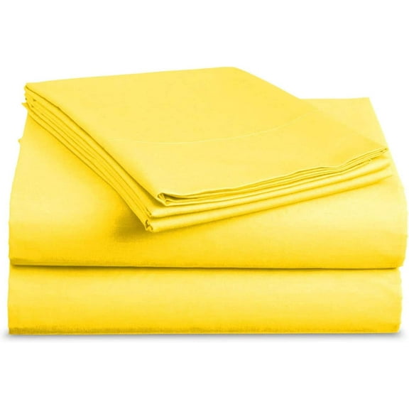 Alive Pixels Bed Skirt Yellow Solid 100% Cotton 1Pc 8 inch Drop 600TC (Calking, Yellow)