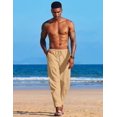 thumbnail image 2 of COOFANDY Men's Baggy Capri Trousers Drawstring Vacation Linen Summer Beach Pants, 2 of 6