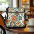 thumbnail image 3 of HELLHERO Colourful Flowers Purse Satchel, Waterproof Ladies Shoulder Purse PU Leather Durable Ladies Single Shoulder Bag for Short Trips Travel, 3 of 7