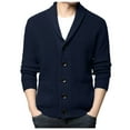 thumbnail image 1 of Gibobby Sueter hombre manga larga Suéter Cárdigan para Hombre Bolsillos Casuales Ajustado Cuello en V(Azul,M), 1 of 5