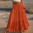 thumbnail image 4 of Gamivast Womens Maxi Skirt Linen Elastic High Waist Belted Long Skirt Solid Color Pockets Casual Skirt A-Line Flowy Summer Beach Vacation Daily Wear, 4 of 7