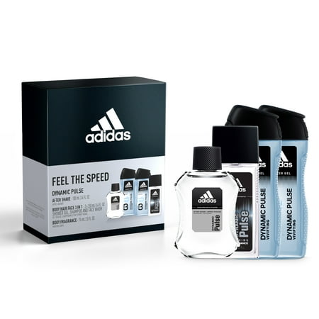 ($24 Value) ADIDAS Dynamic Pulse Fragrance Gift Set: After Shave + 3-in-1 Body, Hair & Face Shower Gel + Deodorant Body Spray + $3 adidas.com Voucher, 5 Pieces