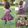 thumbnail image 3 of CANIS Bambin Bébé Filles Manches Volant Robes Partie Princesse Rouge Floral Tenue, 3 of 5