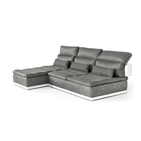 Configurable Sectional Sofa Grey Fabric White Leather David Ferrari Panorama