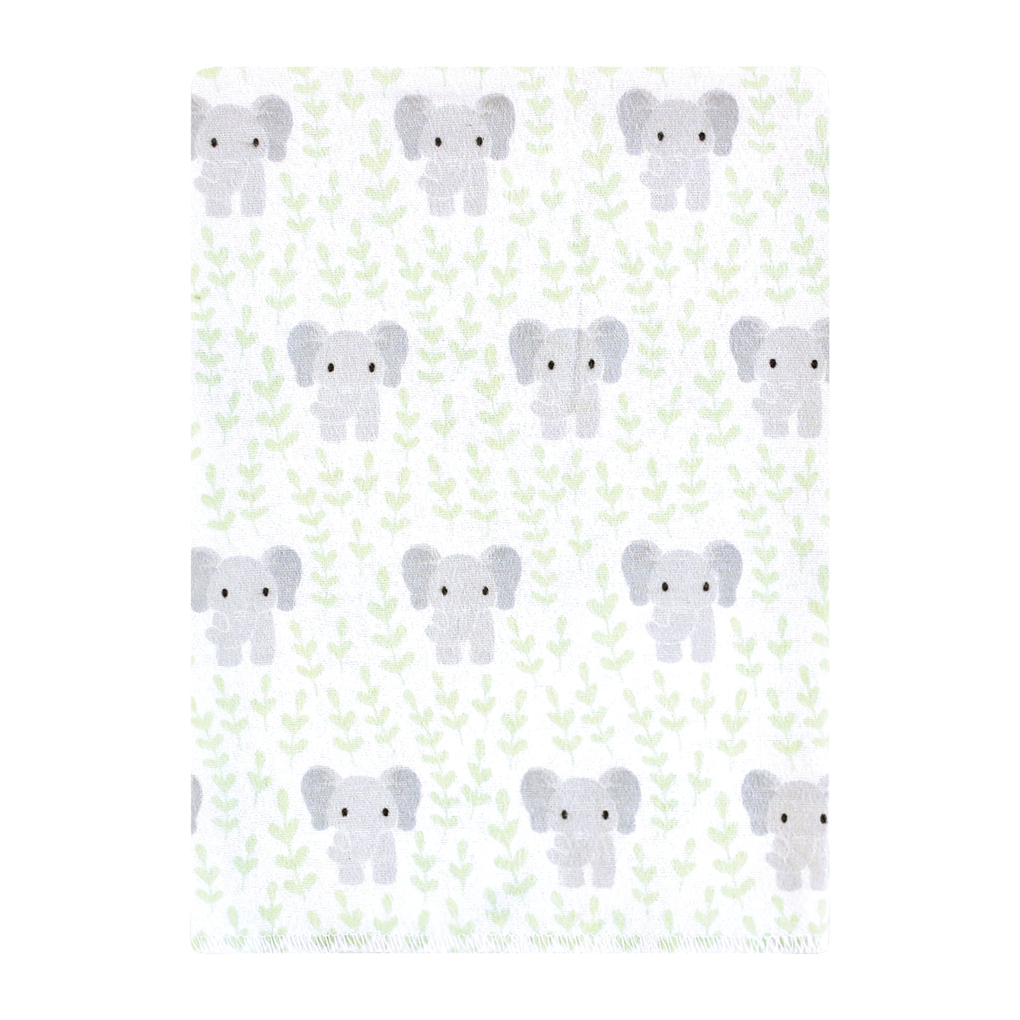 Hudson Baby Unisex Baby Cotton Poly Flannel Burp Cloths Bundle, Leafy Elephant, One Size