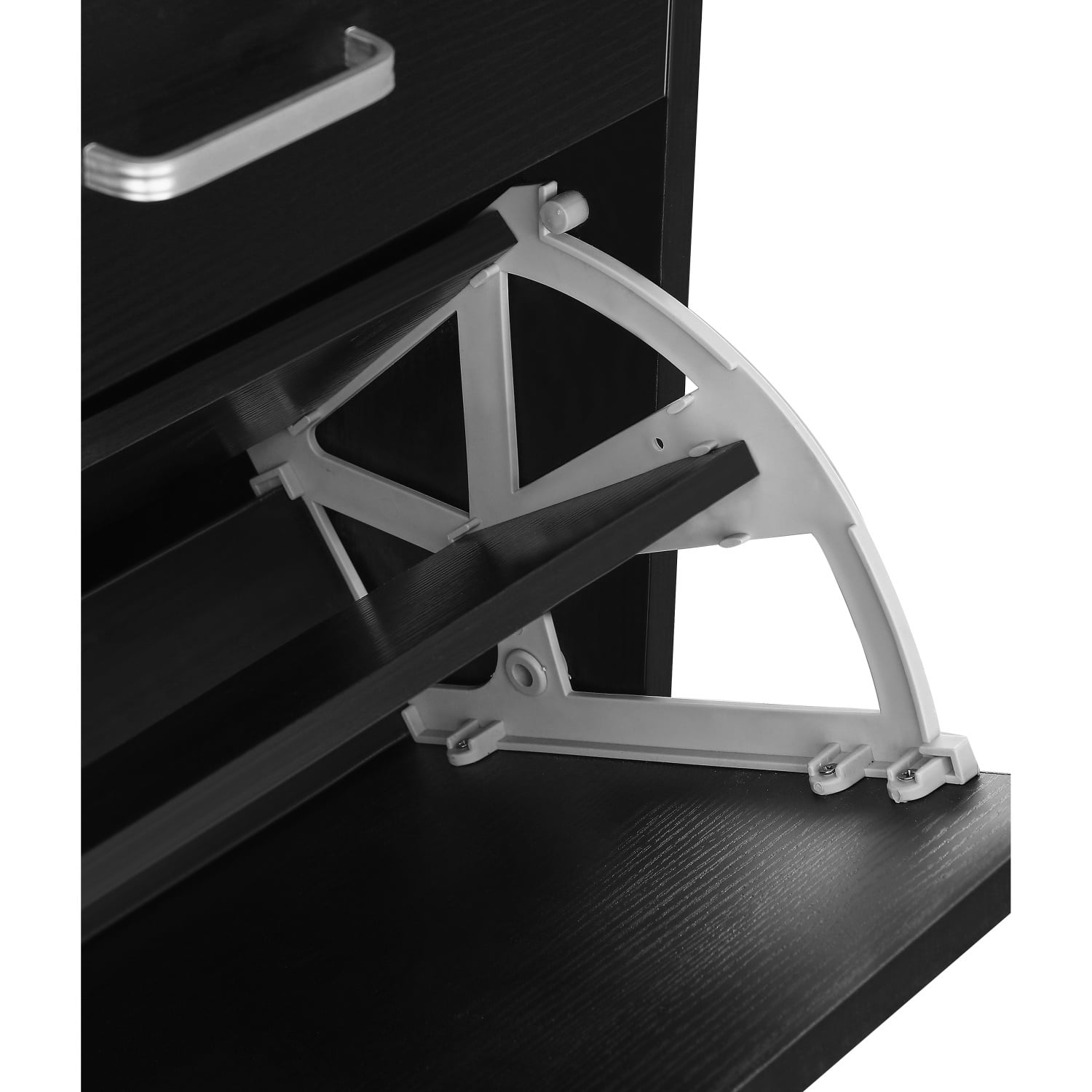 Hommoo Modern Freestanding Shoe Cabinet, Tipping Bucket Shoe Rack Organizer with 2 Flip Drawers&2 Drawer, Black